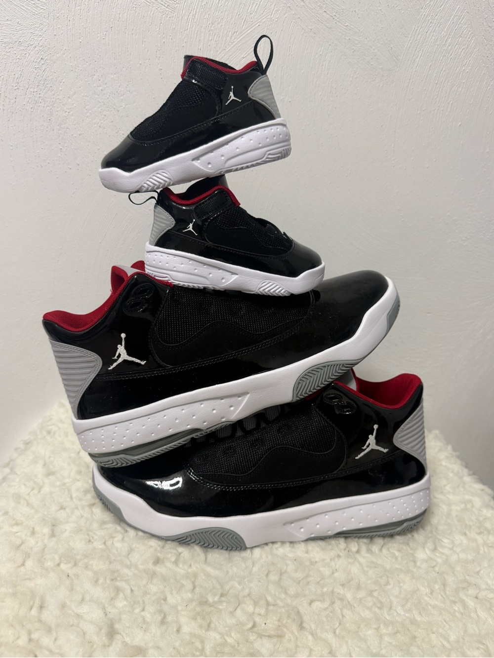 Jordan Kids Black, Red & White Retro Style Sneakers